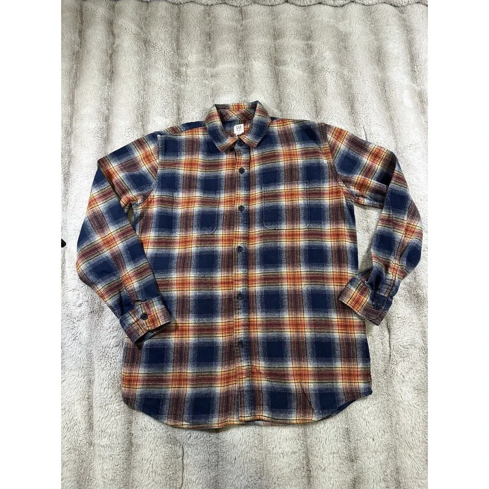 GAP boys Plaid Flannel Long-Sleeved Button-Up Shirt XXL ( 14-15 )